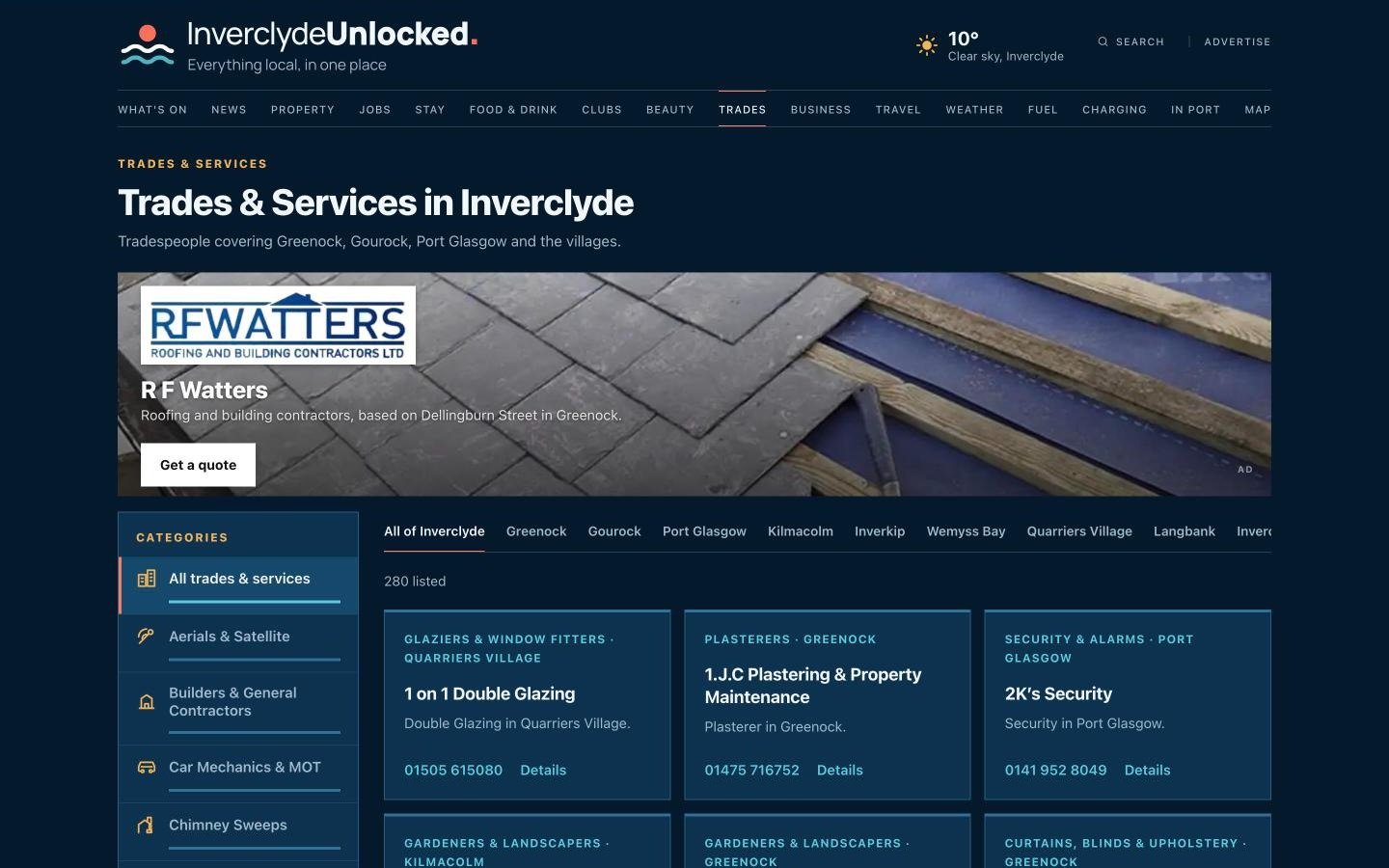 Inverclyde Unlocked website: Trades